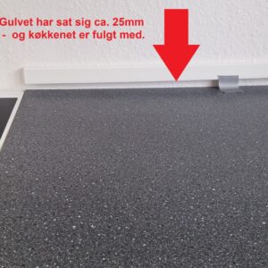 Køkken sunket med gulvet